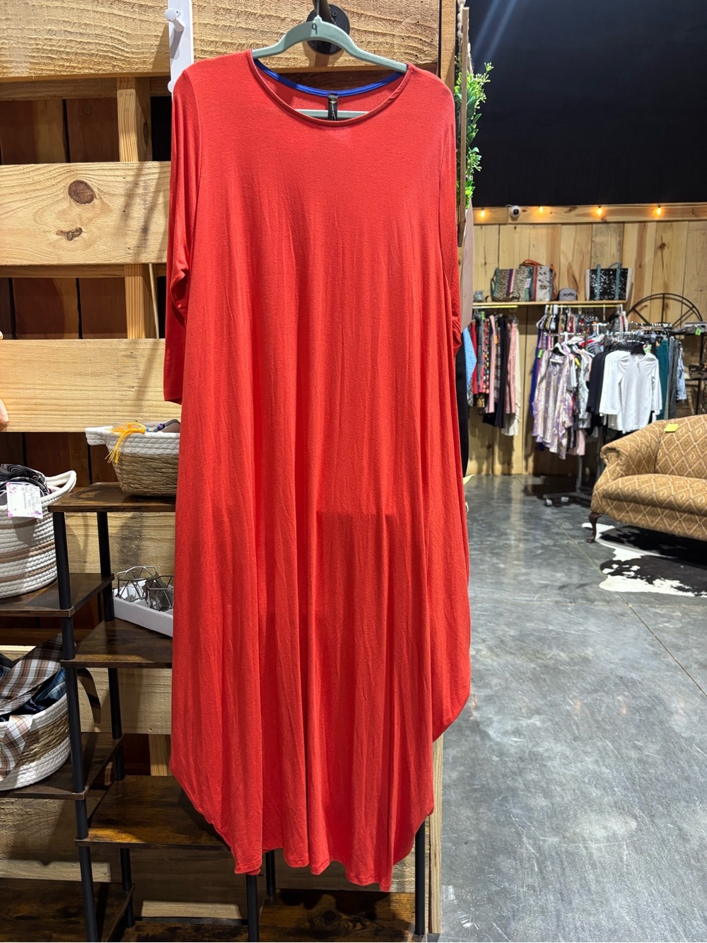 Relaxed Red Midi Tunic Dress - Unbranded